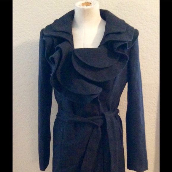 Tata Jolie Ruffle Front Wool Blend Coat - Medium - Picture 2 of 6